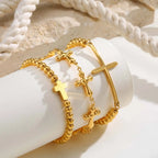 316L Stainless Steel Cross Bracelet for Women, Fashion Adjustable Chain Religious Christian Jewelry