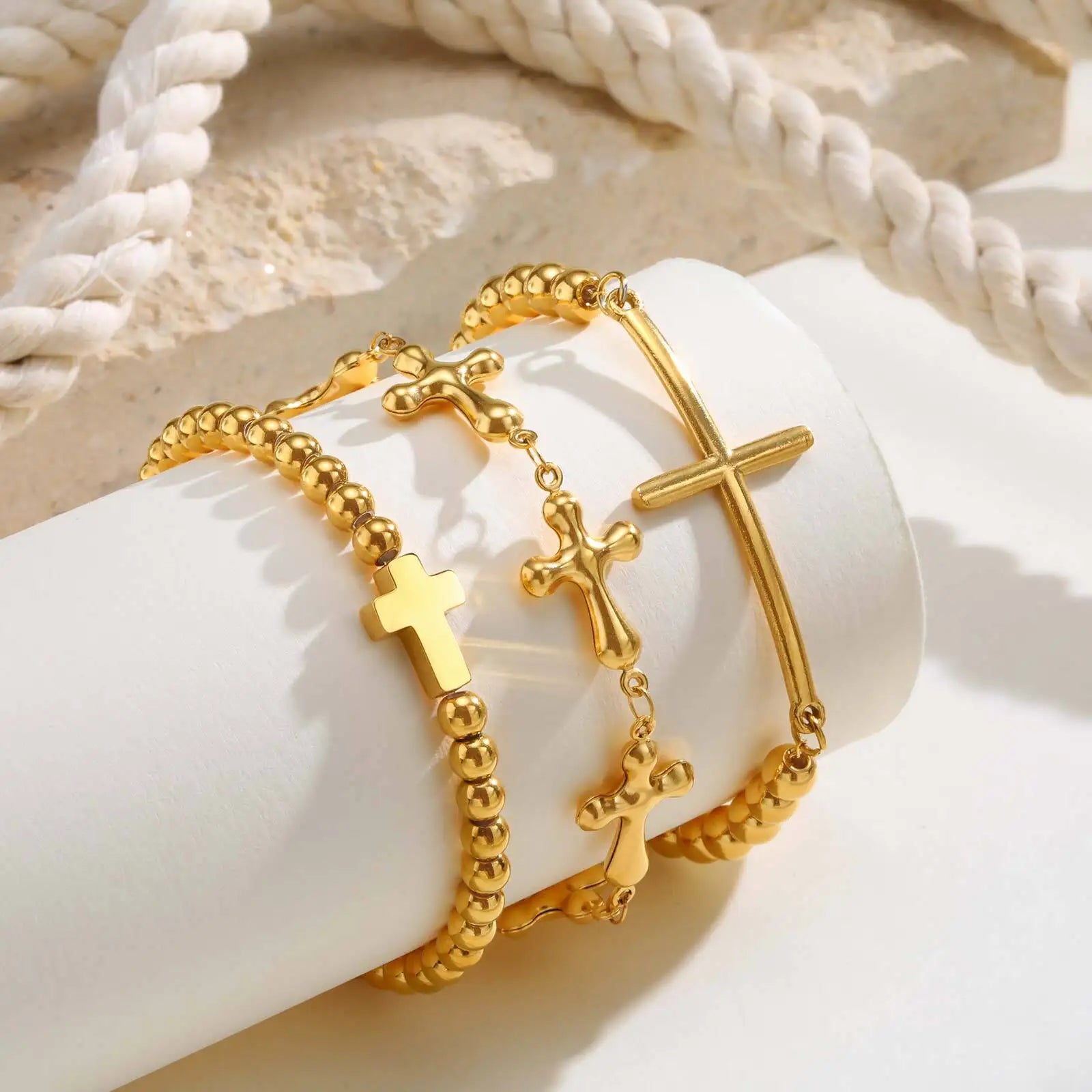 316L Stainless Steel Cross Bracelet for Women, Fashion Adjustable Chain Religious Christian Jewelry