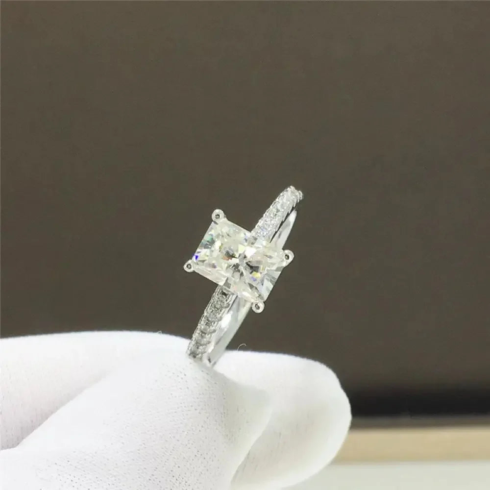 PureNew 1ct-4ct Radiant Cut Full Moissanite Diamond Rings For Women Original 925 Silver Luxury Oval Cut Lady's Diamond Ring 2025
