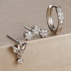 3PCS Stainless Steel Gold Colour Star Hoop Earrings 18K Gold Plated