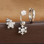 3pcs Stainless Steel Zircon Huggie Hoop Earrings Set Star Moon