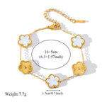 White Flower Stainless Steel Bracelet Five-Leaf Clover Wrist Jewellery