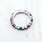Colourful Stones Royal Ring 925 Sterling Silver Bridal Set Glam Jewellery