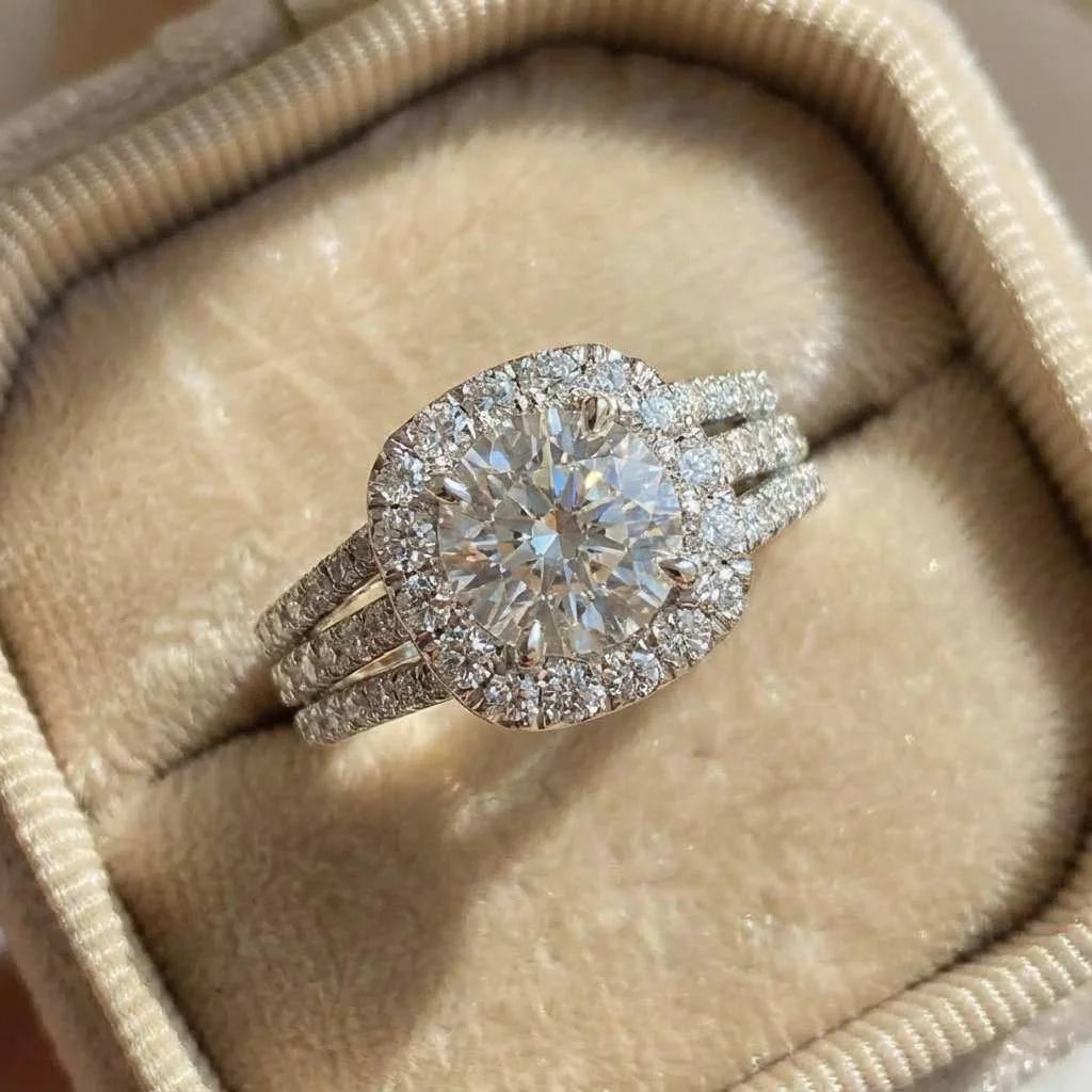 925 Sterling Silver Sparkling Full Zircon Square Geometry Ring Women's Gift Party Stylish Jewellery