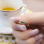 Gold Ring Colorful Stones 925 Sterling Silver Glam Fashion Jewellery Women