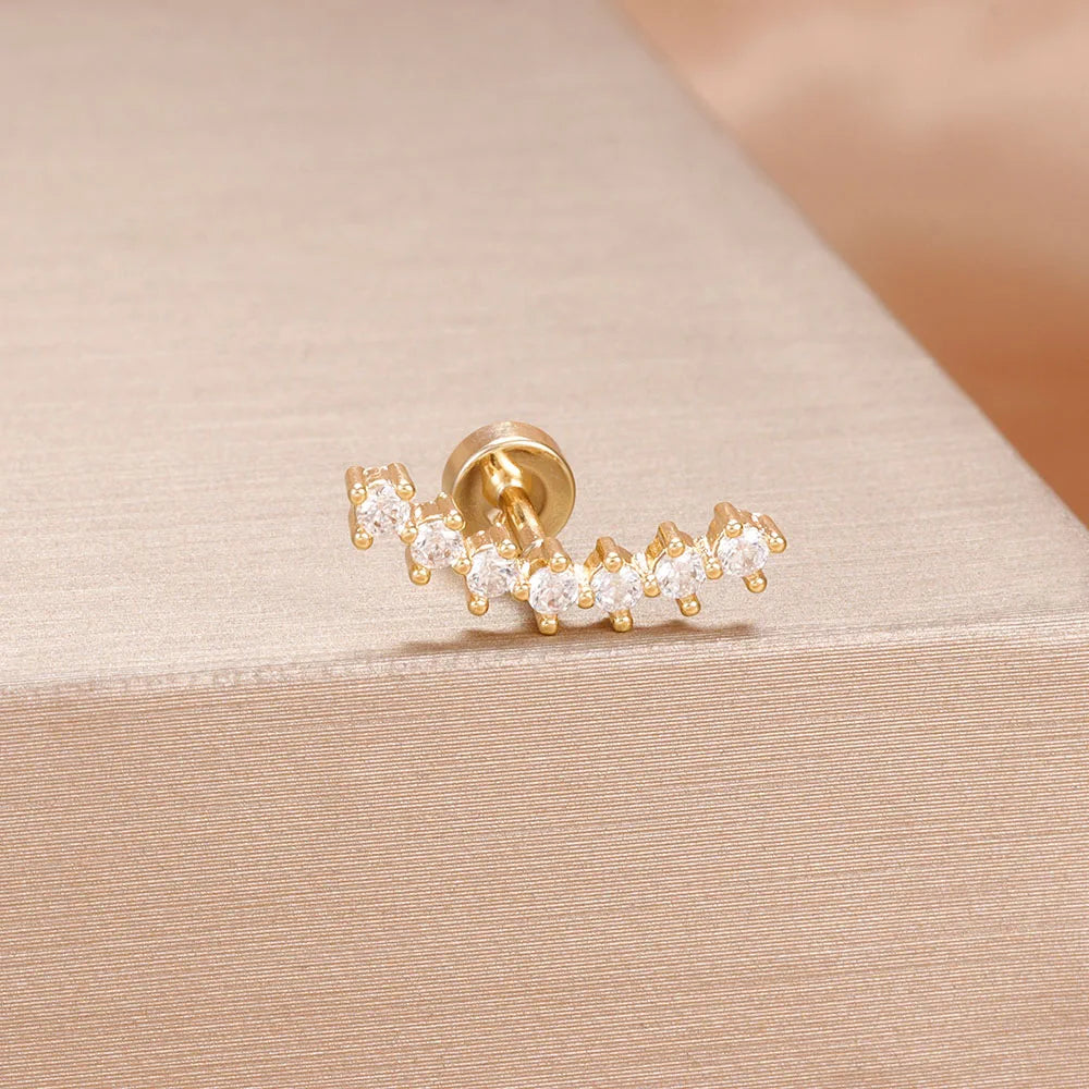 1PC Stainless Steel Star Moon Cartilage Piercing 18K Gold Plated