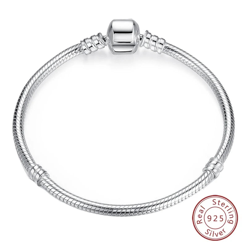 925 Sterling Silver Forever Love Peach Heart Bracelets Star Moon Airplane Earth Bracelets For Women Fit DIY Charms Party Jewelry