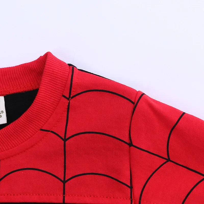 3pcs Spiderman Cosplay Costume Kids Boys Hooded Vest T-Shirt & Pants Tracksuit