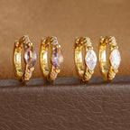 Circle Round Hoop Earrings Women Colorful Zircon Stainless Steel