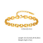 Gold Color Link Bracelet, Layering Bracelets for Women ,Stainless Steel Chain Adjustable Waterproof Jewelry
