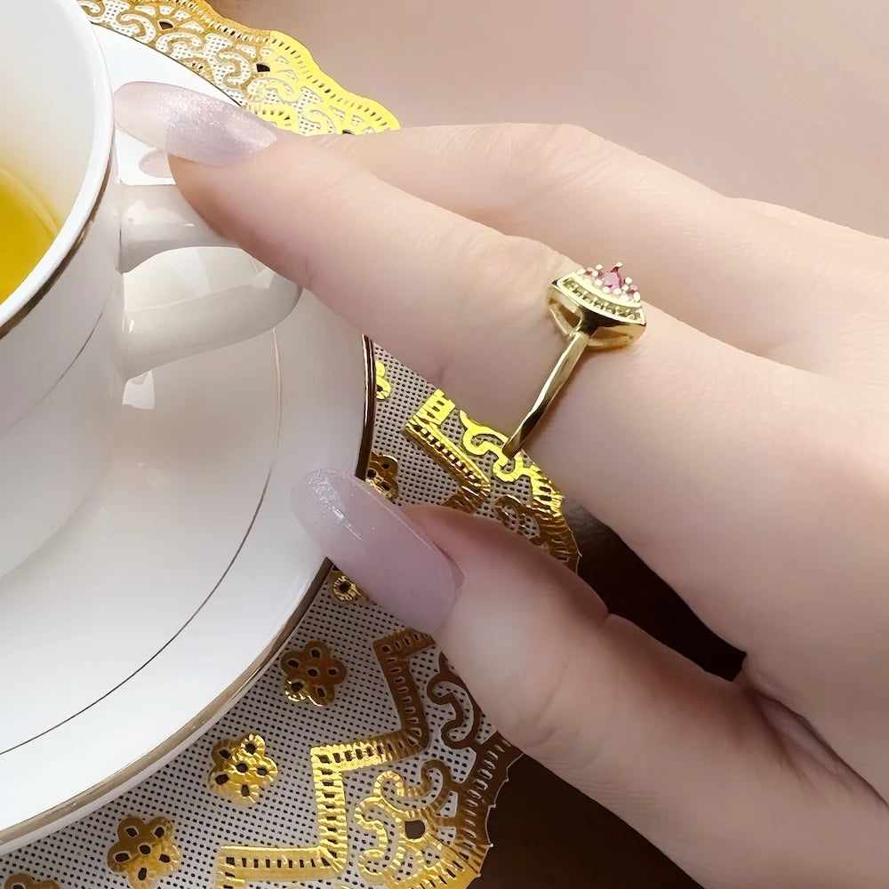 Golden Watermelon Ring 925 Sterling Silver Glam Fashion Stylish Jewellery