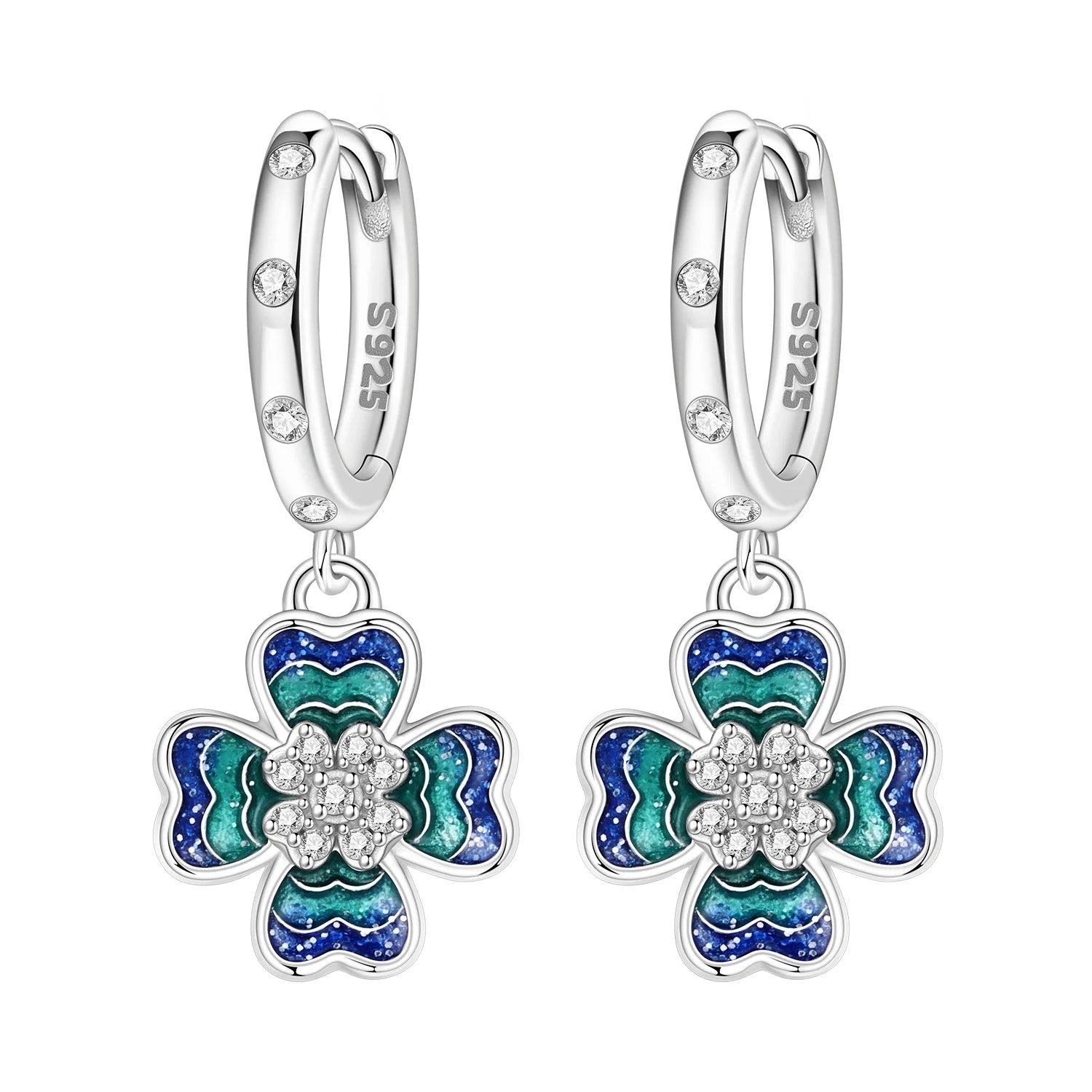 925 Sterling Silver Sparkling Wings Drop Earrings Trendy Anniversary Gift