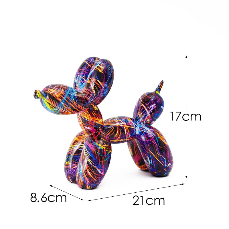 Graffiti Balloon Dog Sculpture Black White Puppy Figurines Modern Tabletop Decoration