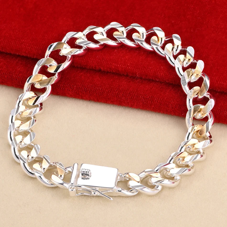10mm Gold & Silver Chain Bracelet Men Women Noble Wedding Fashion Jewellery