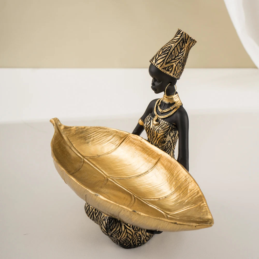 Black Woman Tray Entrance Porch Decoration Key Candy Holder Luxury Modern Home Decor