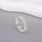 925 Sterling Silver Bilayer Ball Open Ring Wedding Luxury Quality Jewellery Accessory