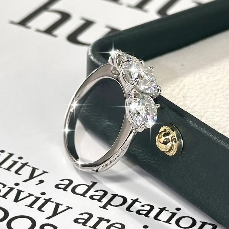 4cttw Round Moissanite Wedding Engagement Ring 14k Gold Filled 3-Stone Band