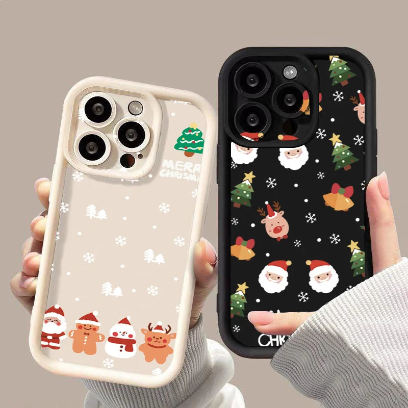 Christmas Santa Elk Case for iPhone 17 16 15 14 13 12 11 Pro Max XR 7 8 Plus