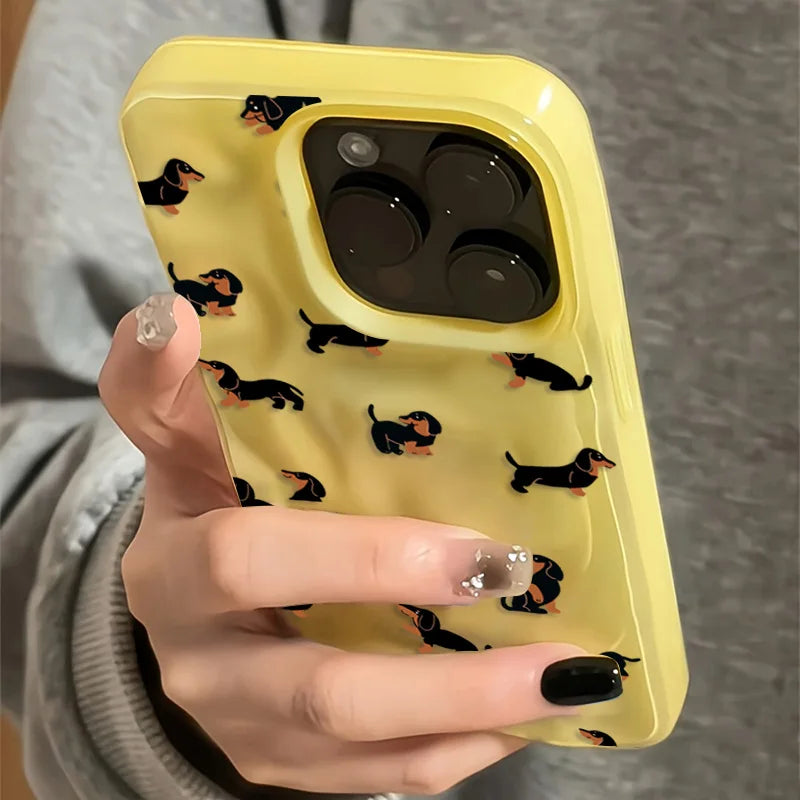 Dachshunds Pattern Case for iPhone 17 16 15 14 13 12 11 Pro Max Plus Texture