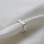 925 Sterling Silver Smooth Surface Rectangle Ring Wedding Engagement Luxury Aesthetic Jewellery