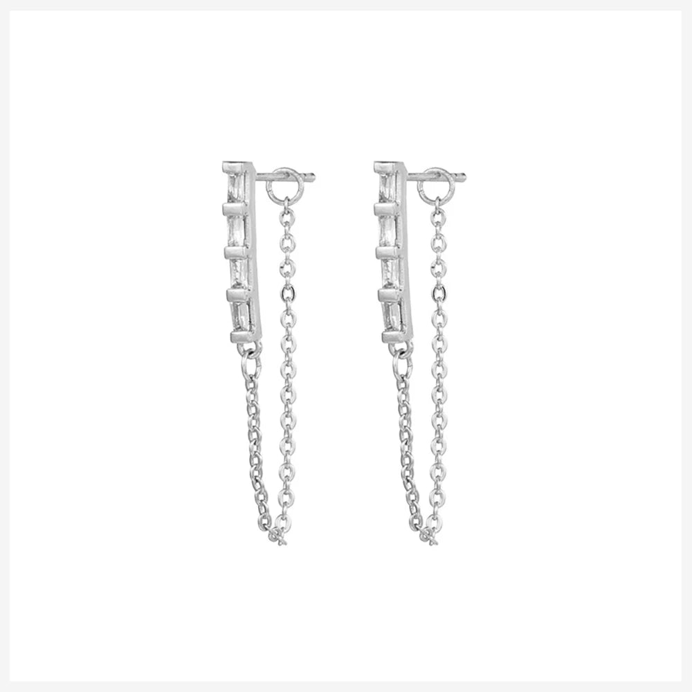 New Stainless Steel Zircon Star Cross Hoop Earring Gold y2k Crown