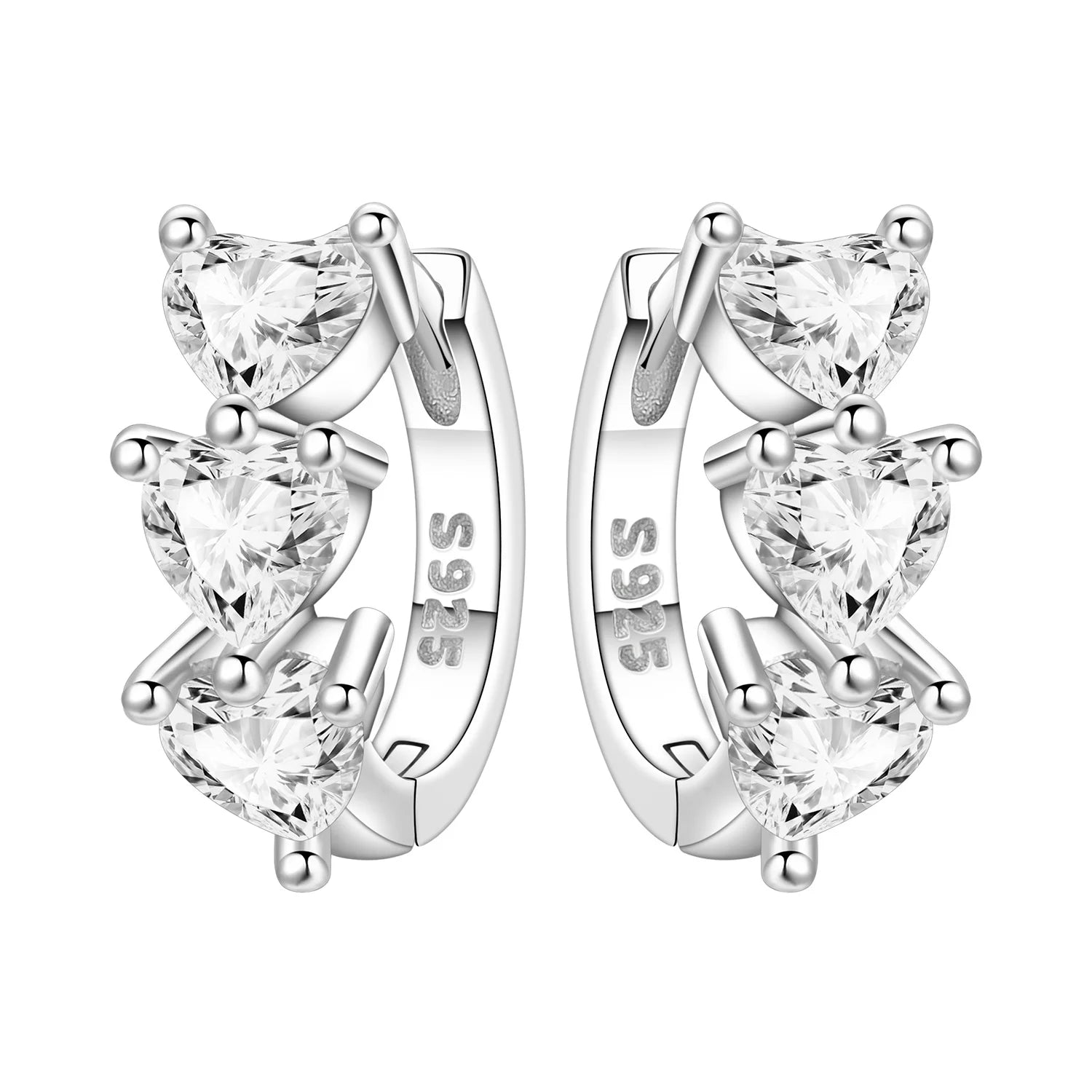 925 Sterling Silver Square Chain Stone Inlaid Hoop Earrings Trendy Jewellery