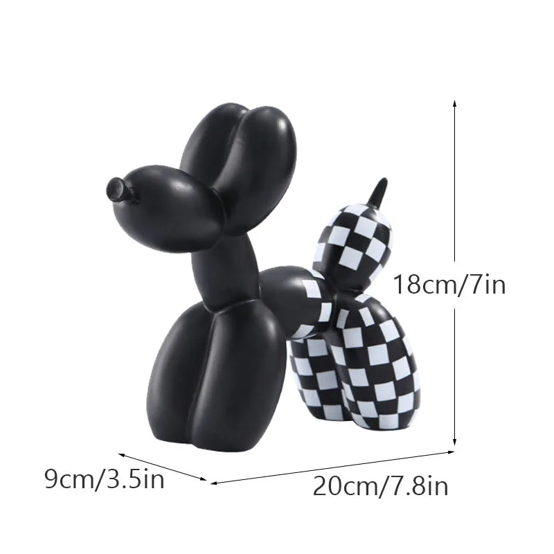 Plaid Balloon Dog Ornament Light Luxury Tabletop Shelf Living Room Home Office Decor