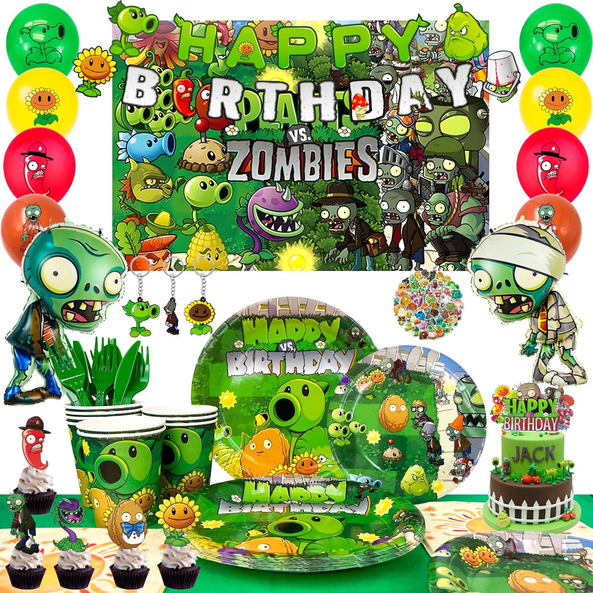 169pc Plants vs Zombies Party Supplies Tableware Banner Plates - Ship from UK