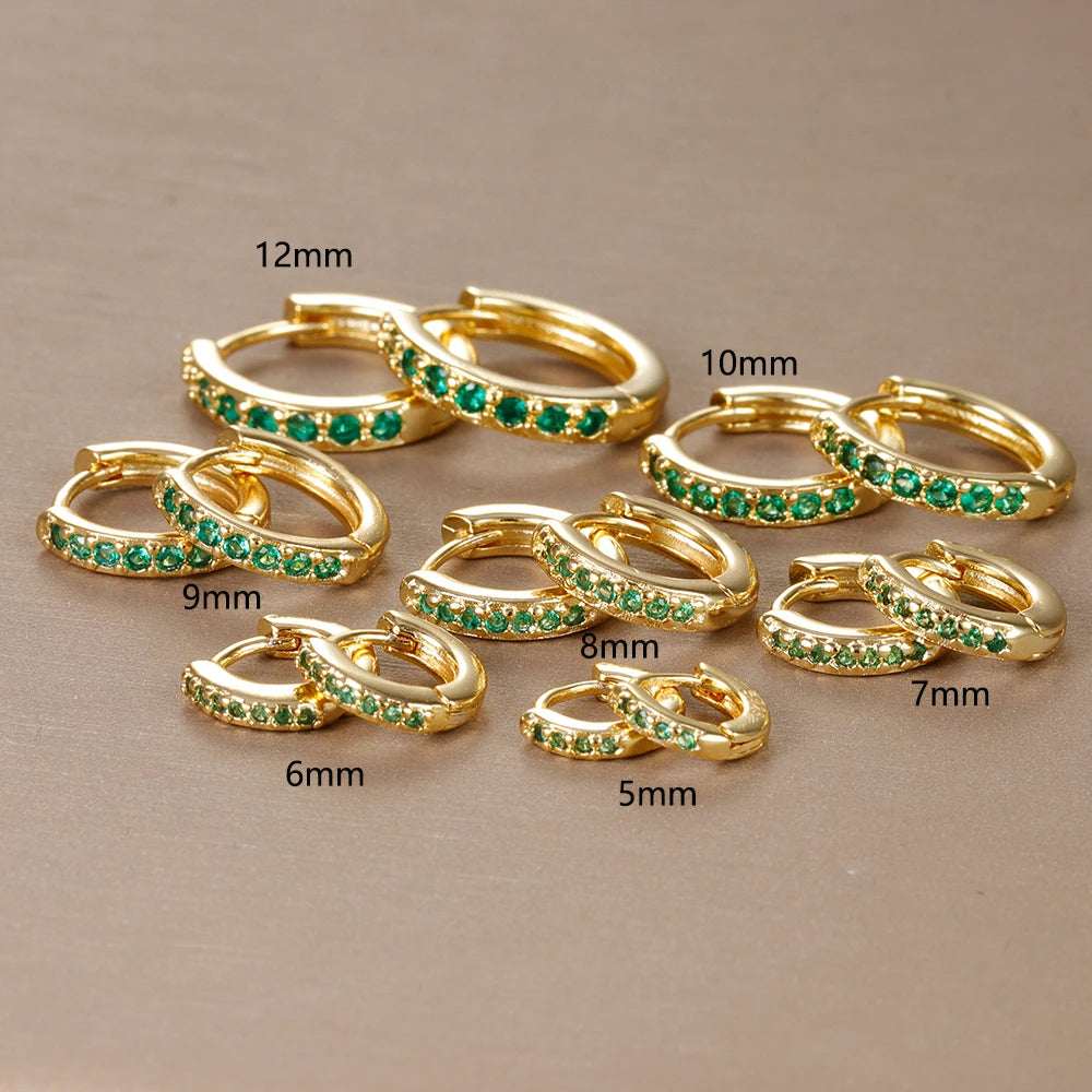 2PCS Minimal Crystal Zirconia Stainless Steel Hoop Earrings Huggie