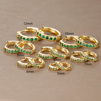 2PCS Minimal Crystal Zirconia Stainless Steel Hoop Earrings Huggie