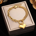 Gold Colour Starfish Moon Star Stainless Steel Charm Bracelet Trendy
