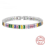 18cm Light Luxury Color Crystal Bracelet 925 Sterling Silver Women Fashion