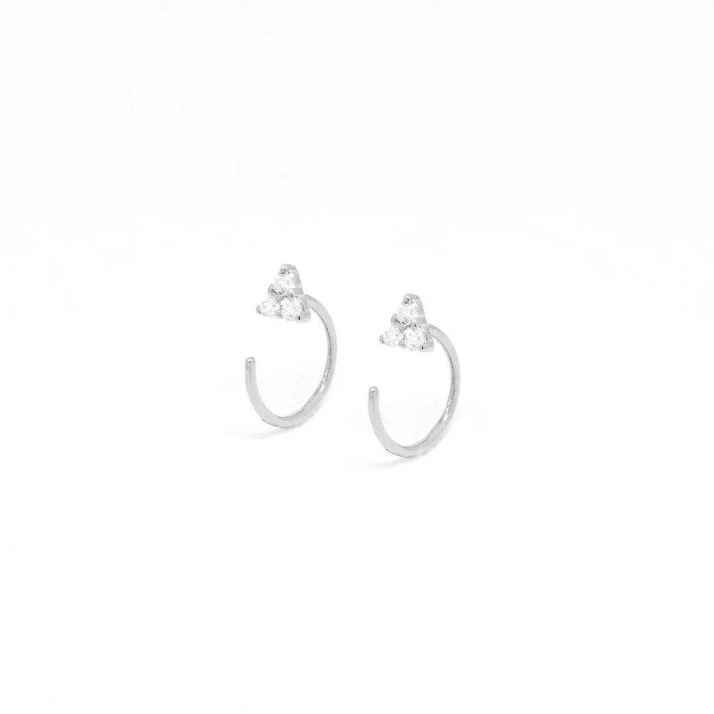 New Stainless Steel Cubic Zirconia Link Chain Ear Studs Triangle