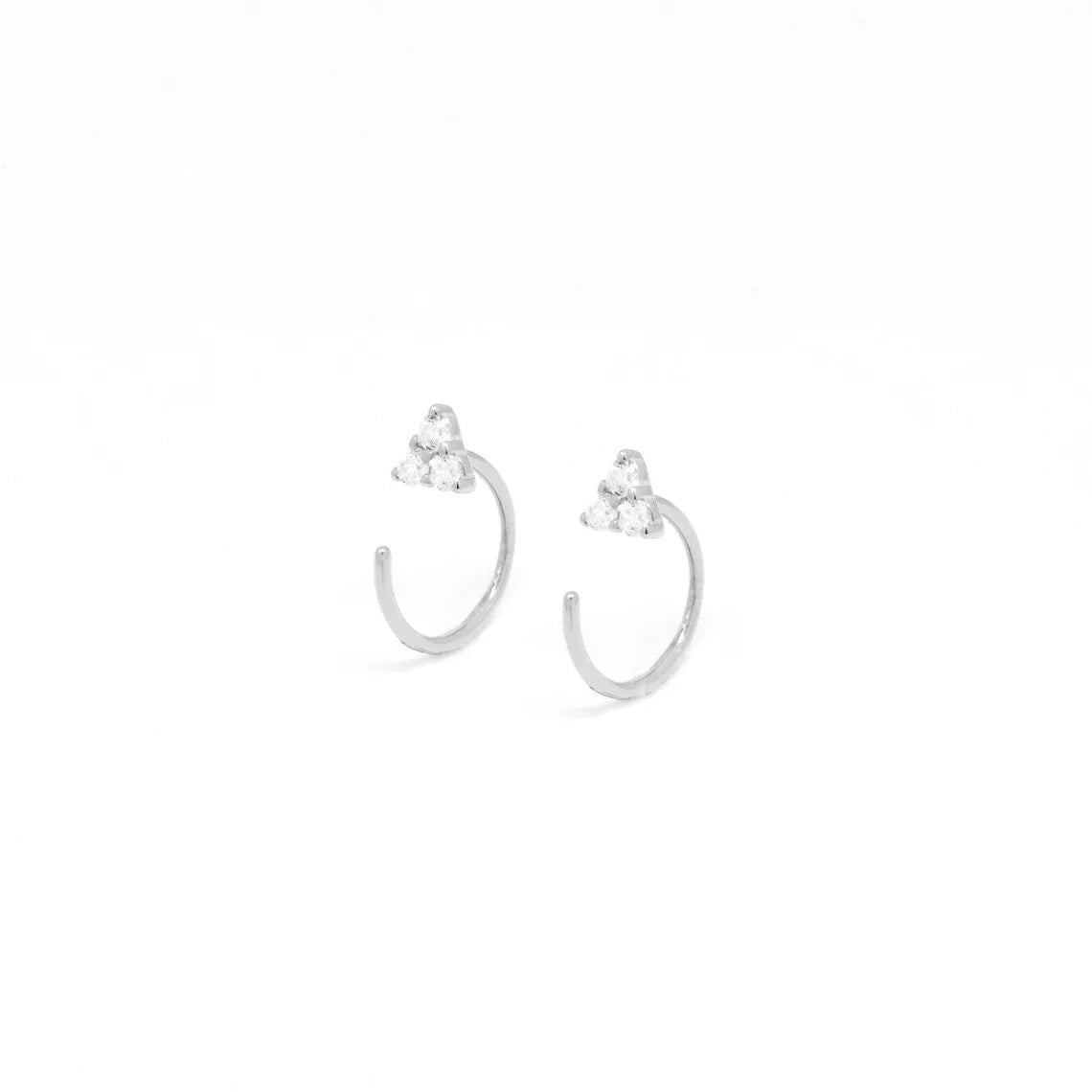 New Stainless Steel Cubic Zirconia Link Chain Ear Studs Triangle