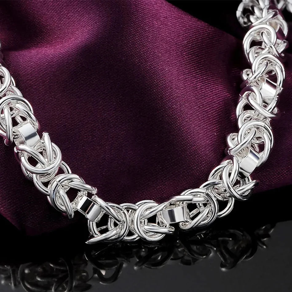 925 Sterling Silver Classic Circle Chain Bracelet Men Women Wedding Gift