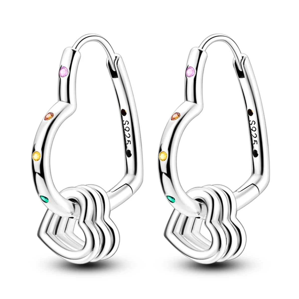 925 Sterling Silver Personality Asymmetric Drop Earrings Versatile Jewellery