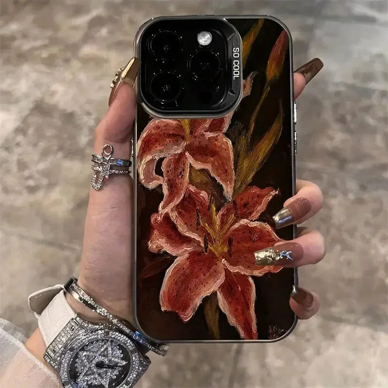 Oil Painting Lily Flower Case for Samsung S25 S24 S23 S22 Ultra