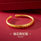 Solid18k Gold Bangles for Women Pulseras Mujer Elegant Never Fade Gold Ladies Bracelets Fashion Bracelet Luxe Fine Jewelry Gift