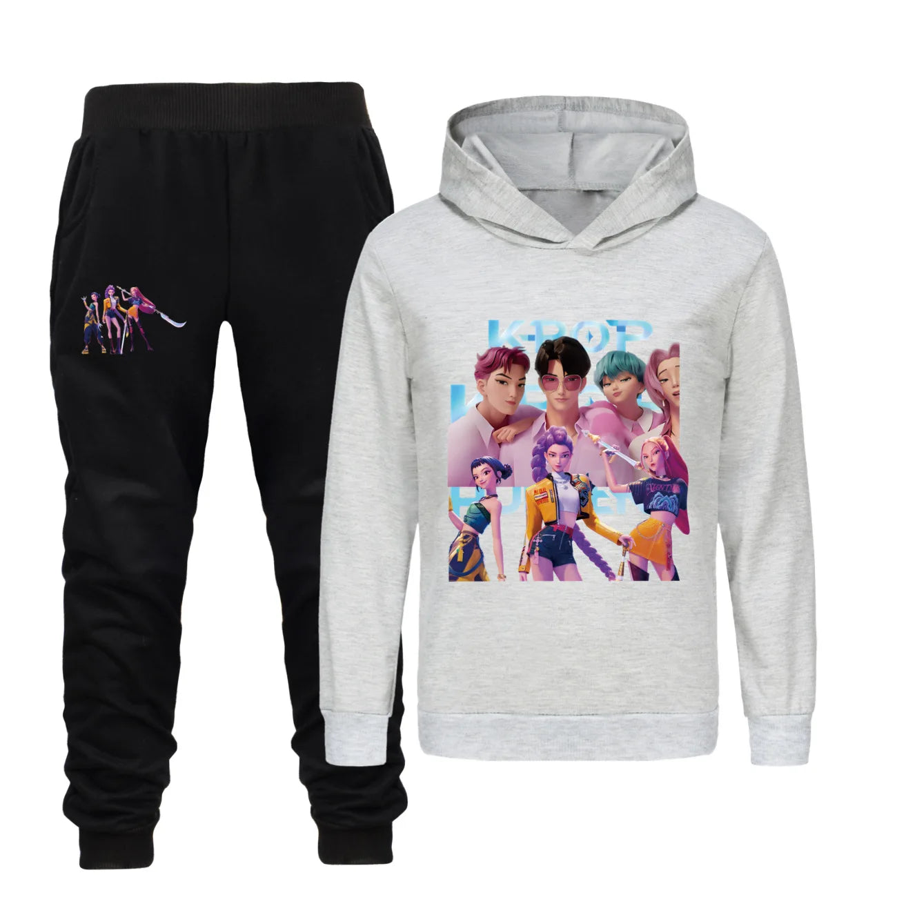Kids Kpop Demon Hunters Hoodie and Pants 2pcs Set Boys Girls Tracksuit Outfit