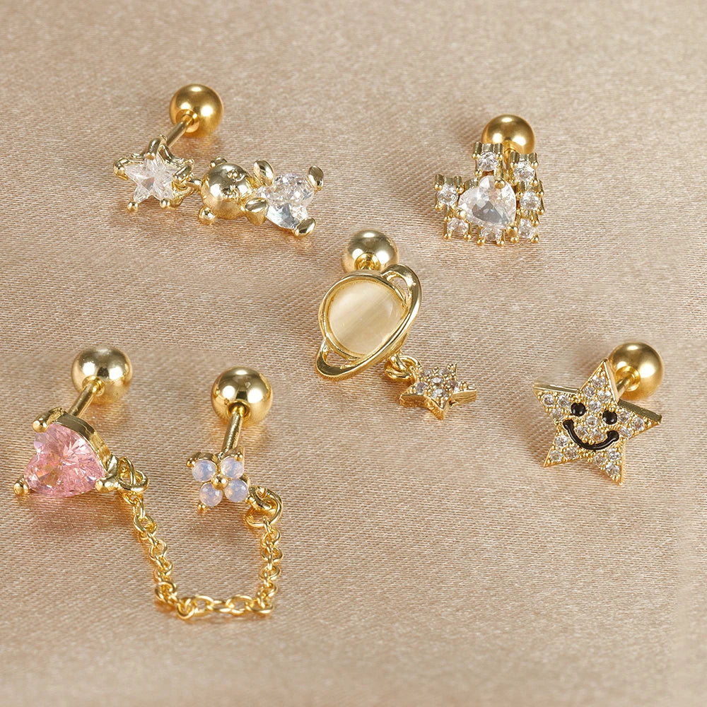 1pc Cartilage Ear Piercing Stud Women Surgical Steel Flat Back