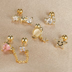 1pc Cartilage Ear Piercing Stud Women Surgical Steel Flat Back