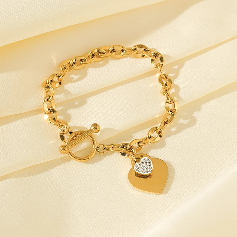 Gold Colour Starfish Moon Star Stainless Steel Charm Bracelet Trendy