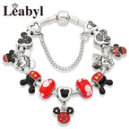 Pink Crystal Bead Charm Bracelet Colourful Enamel Handmade DIY Jewellery