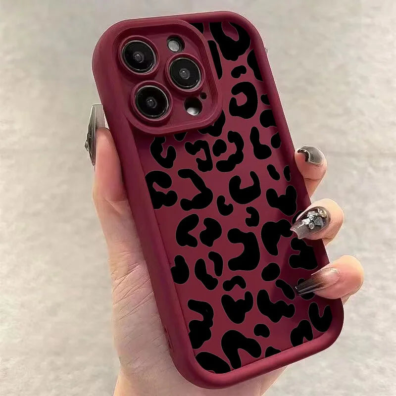 Fashion Black Leopard Case for iPhone 17 16 15 14 13 12 11 Pro Max 7 8 Plus
