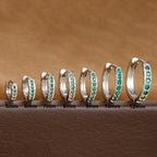 2PCS Stainless Steel Minimalist Hoop Earring Crystal Zirconia Piercing