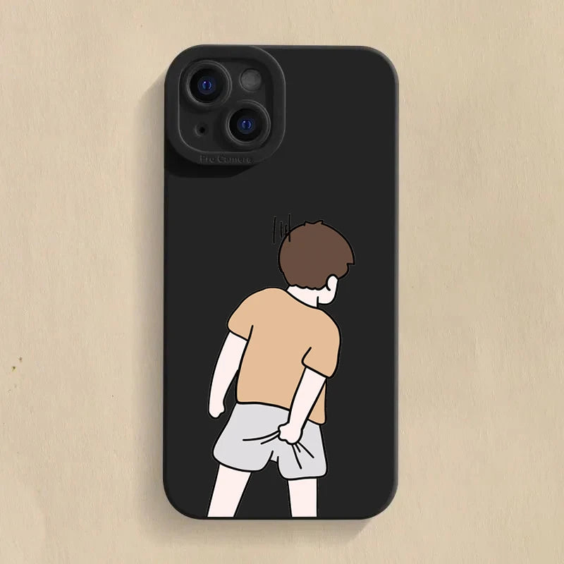 INS Cute Cartoon Couple Case for iPhone 16 15 14 13 12 Pro Max SE