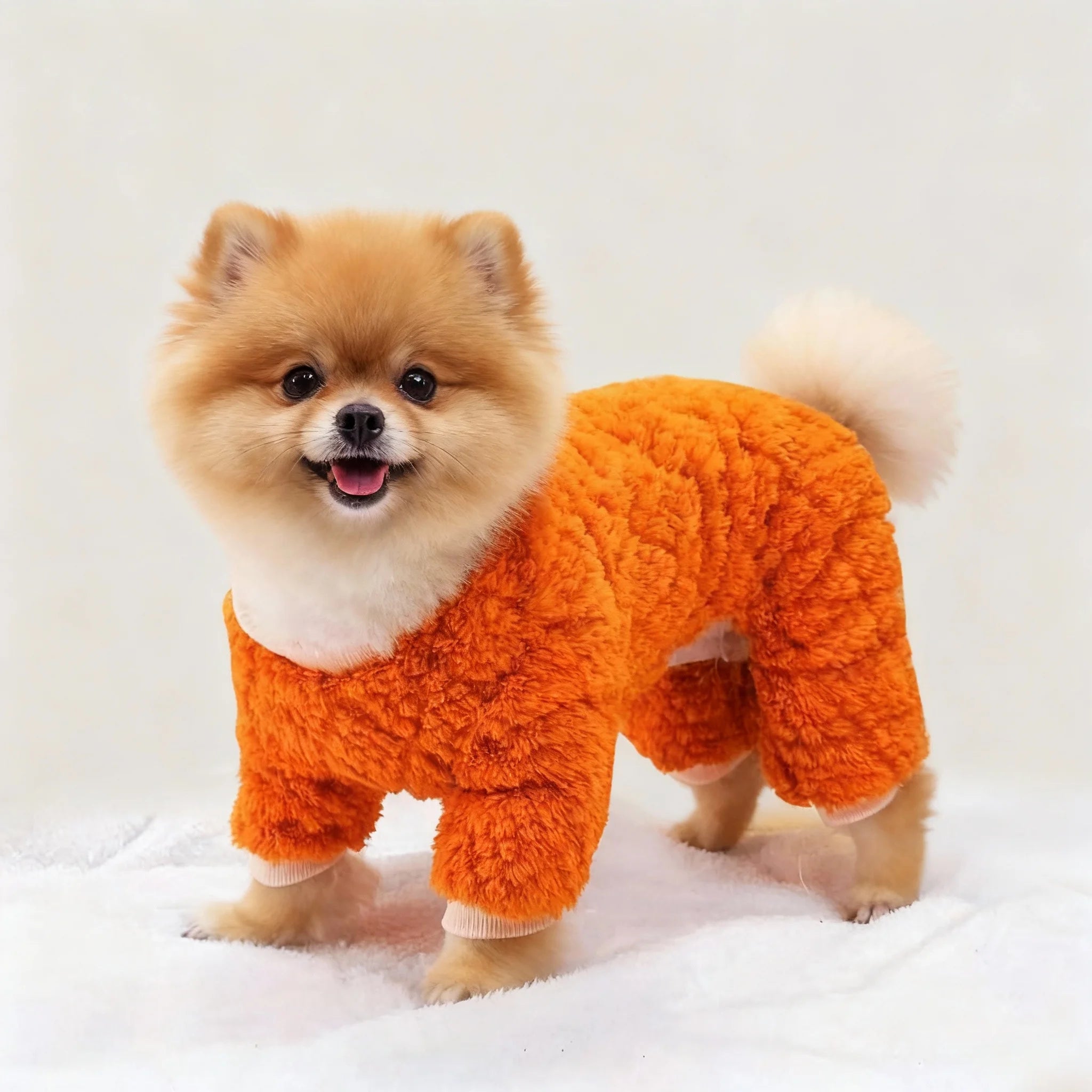 Warm Dog Pajamas Plush Onesie Small Dog Jumpsuit with Belly Warmer Winter