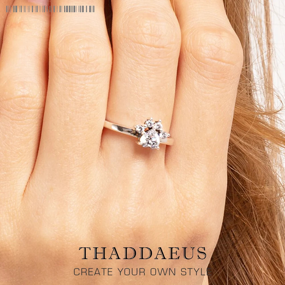Brilliant Cat Paw Ring 925 Sterling Silver Delicate Cute Jewellery Women