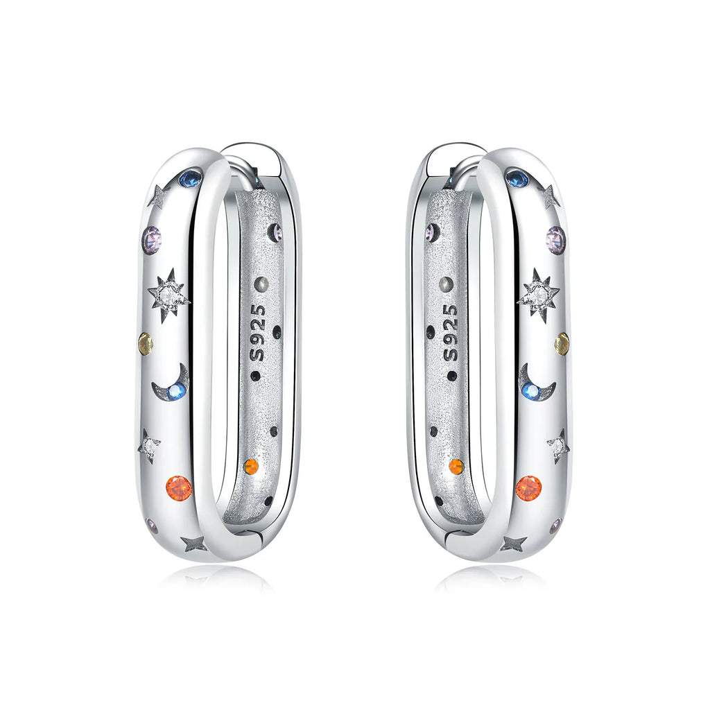 925 Sterling Silver Moon Tassel Versatile Hoop Earrings Fine Birthday Gift