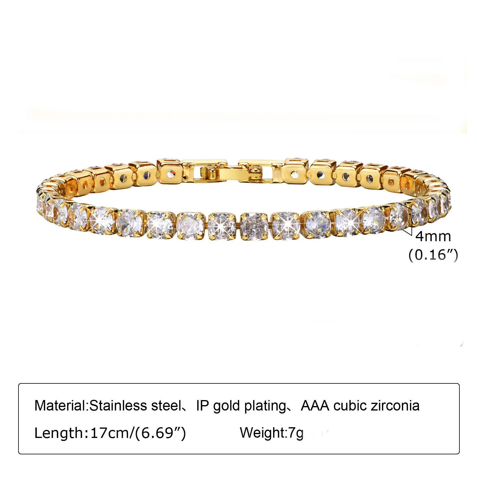 Charms Tennis Bracelet for Women, Cubic Zirconia Chain Bracelet Adjustable,Stainless Steel Miami Link CZ Bangle Gift